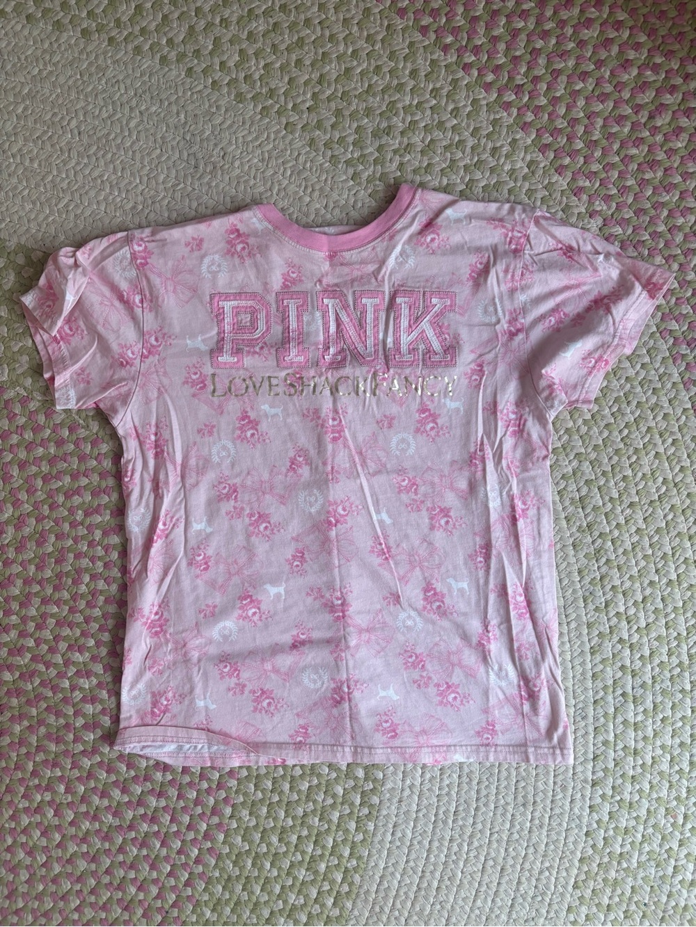 PINK Victoria's Secret x Love Shack Fancy Light Pink Floral Logo Tee